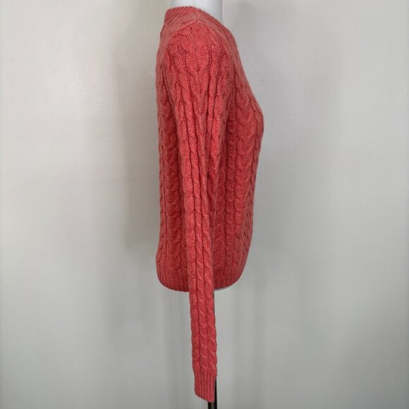 American Eagle Sweater Small Coral Pink Cable Knit Crew Neck Pullover Women's - Picture 6 of 11